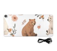 Chic Bears White PU Heated Large Mouse Pad 31.5 x 13 in Hand Warmer Work Mat for Office Desk Gaming,Writing