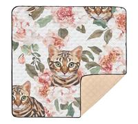 Chic Bengal Cats White Large Sturdy Baby Care Play mat for Floor Washable Foldable Baby Tummy time Play mat for Baby Toddler Infant, 50'' x 50''alfombras para jugar