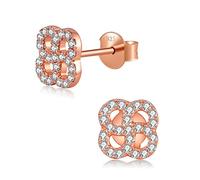 Chic Bijoux Clover/Tree Earrings for Women - With Round Cubic Zirconia stones and 925 Sterling Silver - Gift for Her Birthday, Rose Gold Jewelry