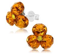 Chic Bijoux Crystal Stud Earrings for Women, Handmade Earrings with 4 Austrian Crystals and 925 Sterling Silver, Gift for Her, Swarovski Crystal Jewellery