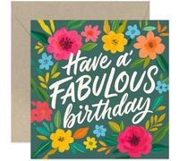 Chic Birthday Card for Friend, 'Have a Fabulous Birthday' Gift, Stylish Graphic Design, For Her & Him, for Bestie Mum Daughter Sister Friend Colleague Family, Blank Inside with Envelope