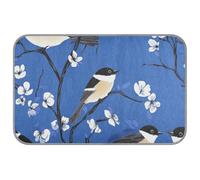 Chic Black - Capped Chickadee Birds Royal Blue Summer outdoor dog cooling mat Self Cooling pad for cats for pig outside cat unique cama fria para perro M