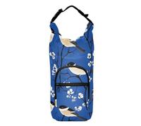 Chic Black Capped Chickadee Birds Royal Blue Water Bottle Holder for Walking Zippered Drawstring Backpack with Water Bottle Holder Water Bottle Accessories,Fits 20 oz, 24 oz, 32 oz,40 oz