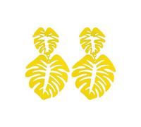 Chic Boho Colorful Leaf Dangle Earrings for Women,Geometric Statement Leaf Drops Earrings Jewelry Gifts (yellow)