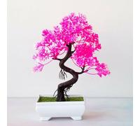 Chic Bonsai Plastic Tree Decoration for Living Spaces Adds Life Without the Need for Care (Pink)