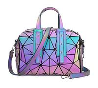 Chic Boutique De Mode Geometric Luminous Purses Handbags Holographic Crossbody Shoulder Bag, Hb Cracks