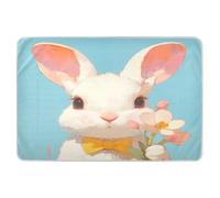 Chic Bunny with Flower Extra Large Resuable Toddler Mattress Pads Soft Absorbent Underpads Wetting Cover Skin-Friendly Diaper Pads for Children Adults Pets 52" L x 34" W