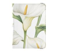 Chic Calla Lily Flower White_ Leather decorative passport holder for travel women Vaccine Card Holder Cover Combo Card Holder Passport Case Ultra Slim, chic Calla Lily flower white_, One Size