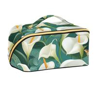 Chic Calla Lily Turquoise Makeup Bag for Women Travel-Size Accessories