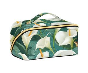Chic Calla Lily Turquoise Makeup Bag for Women Travel-Size Accessories