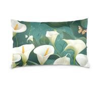 Chic Calla Lily Turquoise Standard/Queen Size zipper pillow cases 100 cotton pillow case Smooth Soft Breathable fundas para almuadas 20x30 inchs Set of 2