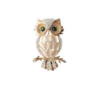 Chic Cartoon Owl Brooch with Dual-Tone Design and Cat Eye Stone Elegance for Fashion Enthusiasts Lovers Whimsical Charm Statement Accessory Jewelry Collection