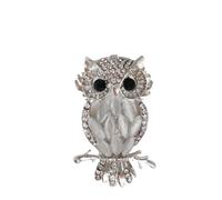 Chic Cartoon Owl Dual-Tone Brooch with Cat Eye Stone - Whimsical Elegant Jewelry Accessory