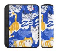 Chic Cats Royal Blue 2 pcs Seatbelt Covers Cute Protects Your Neck and Shoulders for Most Cars forro para cinturon de segurida