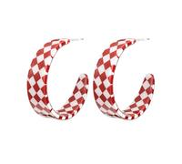 Chic Checkerboard Acrylic Hoop Earrings - Trendy Plaid Earrings - Elegance with a Modern Twist, L, Acrylic, metal