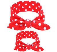 CHIC-CHIC 2pcs Kids Toddler Baby Girls Cute Headband Rabbit Ear Hair Bow Women Retro Stylish Wire Hair Band Scarf Wrap (Polka Dot Red)