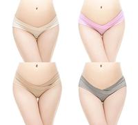 CHIC-CHIC 4 Pack Women's Maternity Knickers Under The Bump Briefs Pregnancy Underwear Pants (Medium)