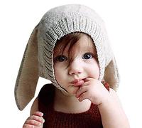 CHIC-CHIC Infant Baby Girls Boys Cute Rabbit Ear Winter Knitted Hats Crochet Warm Earmuff (Grey)