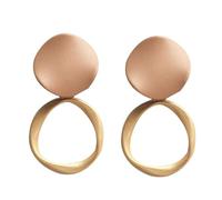 Chic Circular Dangle Earrings In Earthy Khaki Versatile Alloy Jewelry For Casual Or Formal