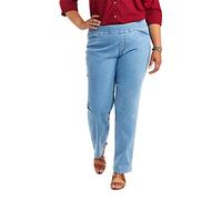 Chic Classic Collection Women's Easy-fit Elastic-Waist Pant, Lightwash, 22 Petite (Manufacturer size)
