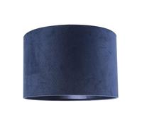 Chic Contemporary Thin Lined Midnight Blue Velvet Fabric Round Lamp Shade | 30cm x 20cm | Inner Navy Blue Satin Lining by Happy Homewares