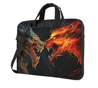 Chic Cool Two Fighting Roaring Dragon Laptop Bag 13 inch Business Briefcase for Men Women Water Resistant Laptop Shoulder Bag