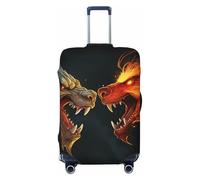 Chic Cool Two Fighting Roaring Dragon Luggage Cover for Suitcase Tsa Approved, Spandex Stretch Suitcase Protector Washable Baggage Covers Travel Luggage Sleeve Large Suit Case Cover Fit 18-32 Inch