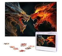 Chic Cool Two Fighting Roaring Dragon Puzzle for Adults 1000 Pieces Personalized Jigsaw Puzzles from Photos, Challenging Puzzle Perfect for Game Nights, Wooden Puzzles Gift for Holiday Birthday