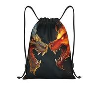 Chic Cool Two Fighting Roaring Dragon Women Men Drawstring Backpack Portable Gym Sack Durable Pe Bag For Picnic Beach Travel