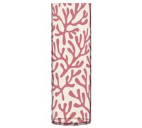 Chic Coral Red Tall Flower Vase Plastic Cylinder Vase for Flowers Decorative Floral Modern Room Decor, 11.8" x 3.9"