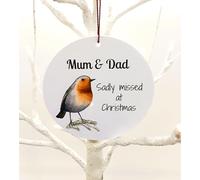 Chic Cottage Crafts Mum & Dad Sadly Missed At Christmas - In Loving Memory Christmas Tree Hanging Bauble Decoration - Memorial