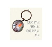 Chic Cottage Crafts Robin Cabochon 'Robins Appear When Loved Ones Are Near' Keyring/Bag Charm - Sympathy Bereavement Gift