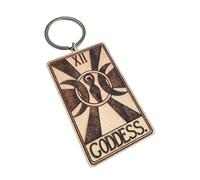 Chic Cottage Crafts Spiral Fertility Goddess Keyring/Bag Charm - Wooden Laser Engraved - Mother Earth Triple Moon