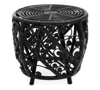 Chic Design Black Natural Rattan Side Table, Versatile Coffee Table, Sturdy And Stable Table For Living Room