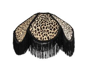 Chic Designer Leopard Print Velvet Fabric Victorian Lamp Shade with Black Trims and Tassels | 21cm x 36cm | for Hanging Pendant or Lamp Base by Happy Homewares