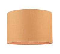Chic Designer Soft Apricot Cream Textured Linen Fabric Circular Lamp Shade | 30cm x 20cm | Matching Fabric Lining the Inside by Happy Homewares
