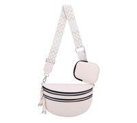 CHIC DIARY Crossbody Bags for Women PU Leather Bumbag Sling Shoulder Bag Small White Crescent with Coin Purse
