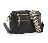 CHIC DIARY Crossbody Bags for Women PU Leather Camera Bag Black Over Shoulder Purse with Adjustment Strap