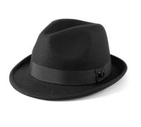 CHIC DIARY Fedora Trilby Hat for Men Classic Short Brim Jazz Cap Black Vintage Winter Cap for Outdoor