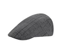 CHIC DIARY Flat Cap for Men Vintage Plaid Beret Ivy Gatsby Newsboy Cotton Irish Hunting Driving Hat with Adjustable Buckle(Black)