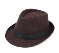 CHIC DIARY Men Fedora Trilby Hat Classic Short Brim Jazz Cap Vintage Elegant Wool Felt Winter Hat for Outdoor Coffee