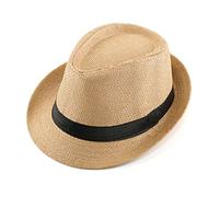 CHIC DIARY Panama Summer Fedora Trilby Straw Sun Hats for Men Women Beach Hat Classic (Khaki)