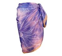 CHIC DIARY Sarong Wraps Pareo for Women Swimsuit Cover Ups Swimwear Bikini Wrap Bathing Suit Wrap Skirt with Floral(Starry Sky Blue)