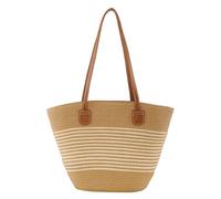 CHIC DIARY Straw bag Woven Tote Bag for Women Beach Purse Summer Shoulder Bag With Zipper Bohemian Crossbody Bag For Vacation(White stripes)