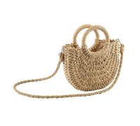 CHIC DIARY Summer Beach Straw Bag for Women Crossbody Top Handle Shoulder Handbag Handwoven Rattan Clutch Purse (Khaki)