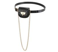 CHIC DIARY Waist Belt with Small Pocket Mini Waist Bag Women's Fashion Bum Bag Belt Bag Belt with Chain, black, One size
