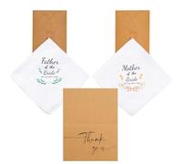 CHIC DIARY Wedding Handkerchief Set Mother Father of the Bride Wedding Gift for Happy Tears Memory Keepsake