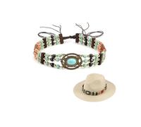 CHIC DIARY Western Cowboy Hat Band Replaceable Hat Belt for Men Women Panama Hatbands with Turquoise