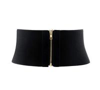 CHIC DIARY Wide Elastic Waist Belt for Women Stretch Chunky Waist Belts Ladies High Waist Belt Black Vintage Waistband With Zipper For Dress (Black, L)