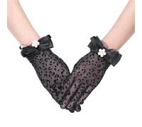 CHIC DIARY Women Black Gloves Short Wrist Length Gloves Mesh Fishnet Bridal Gloves for 1920s Opera Tea Party